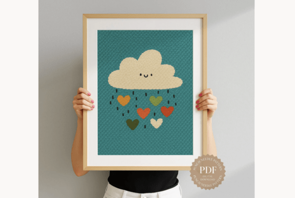 Heart Rain Cloud Punch Needle Pattern
