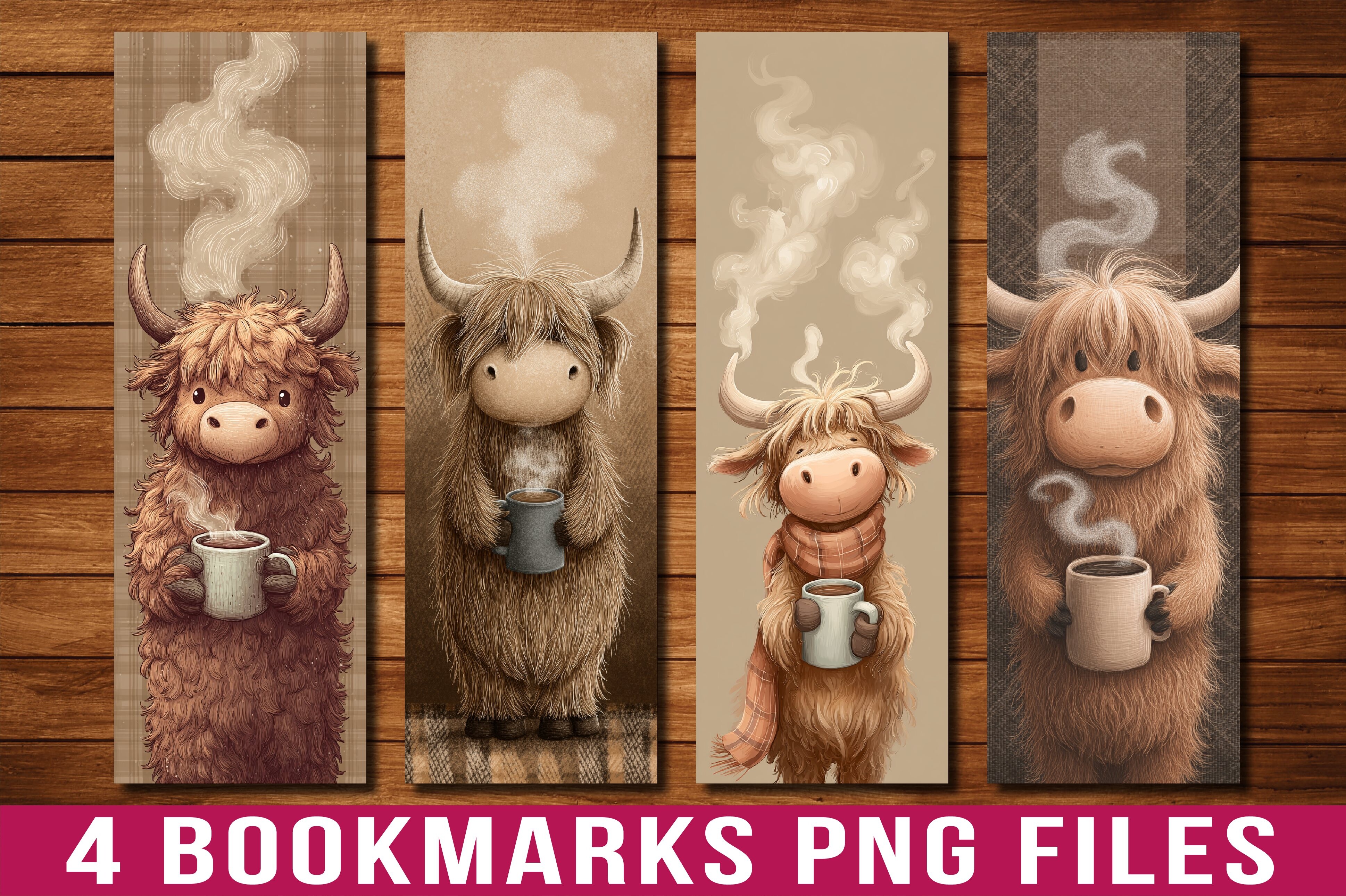 Highland Cow Coffee Cup Bookmark
