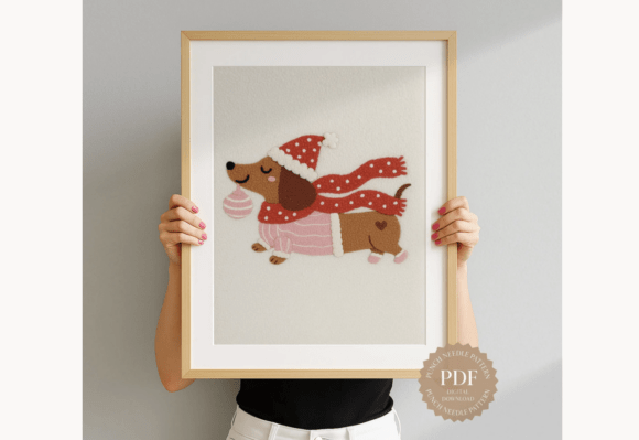 Holiday Dachshund Punch Needle Pattern
