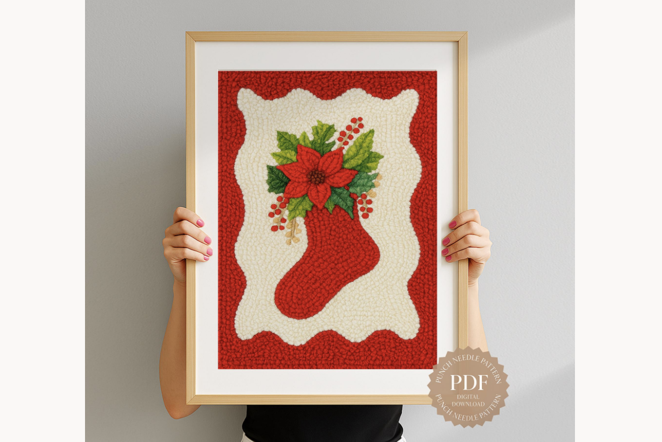 Holiday Poinsettia Punch Needle Pattern