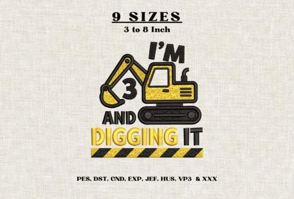 I’m 3 and Digging It Excavator Birthday