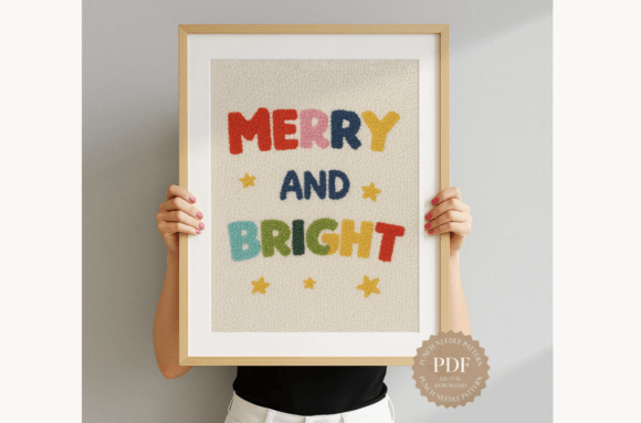 Merry and Bright Punch Needle Pattern