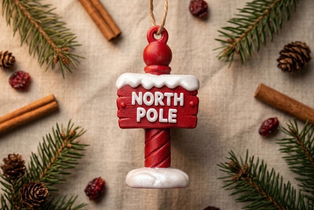 North Pole Sign STL File – 3D Printable Christmas Decoration for Village Scenes - Image 2