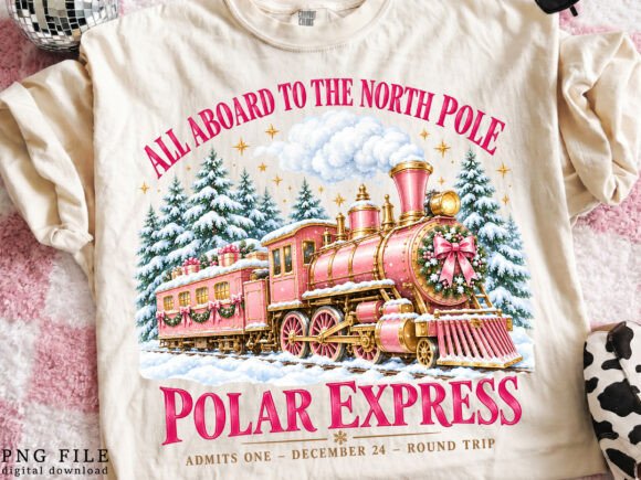 Pink Polar Express Christmas PNG