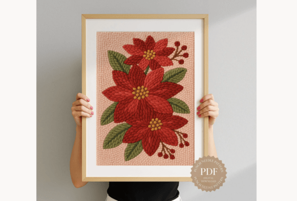 Poinsettia Bouquet Punch Needle Pattern