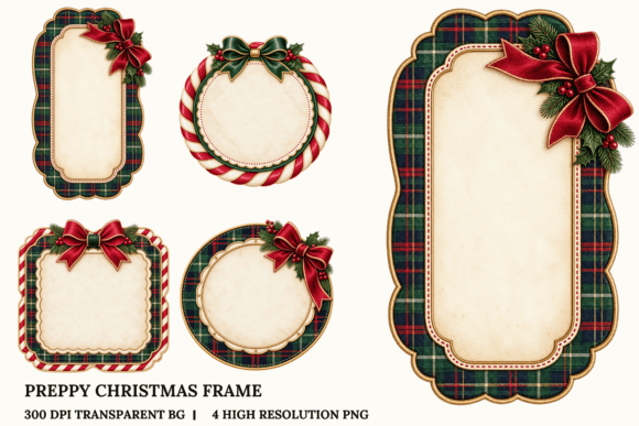 Preppy Christmas Frame Cliparts