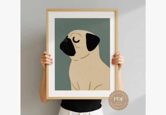 Pug Portrait Punch Needle Pattern