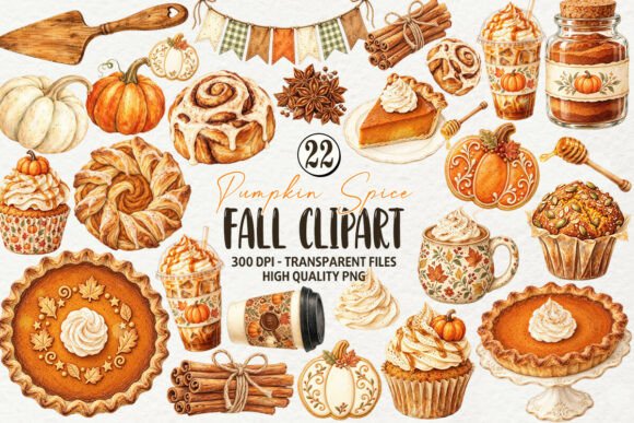 Pumpkin Spice Fall Clipart Bundle