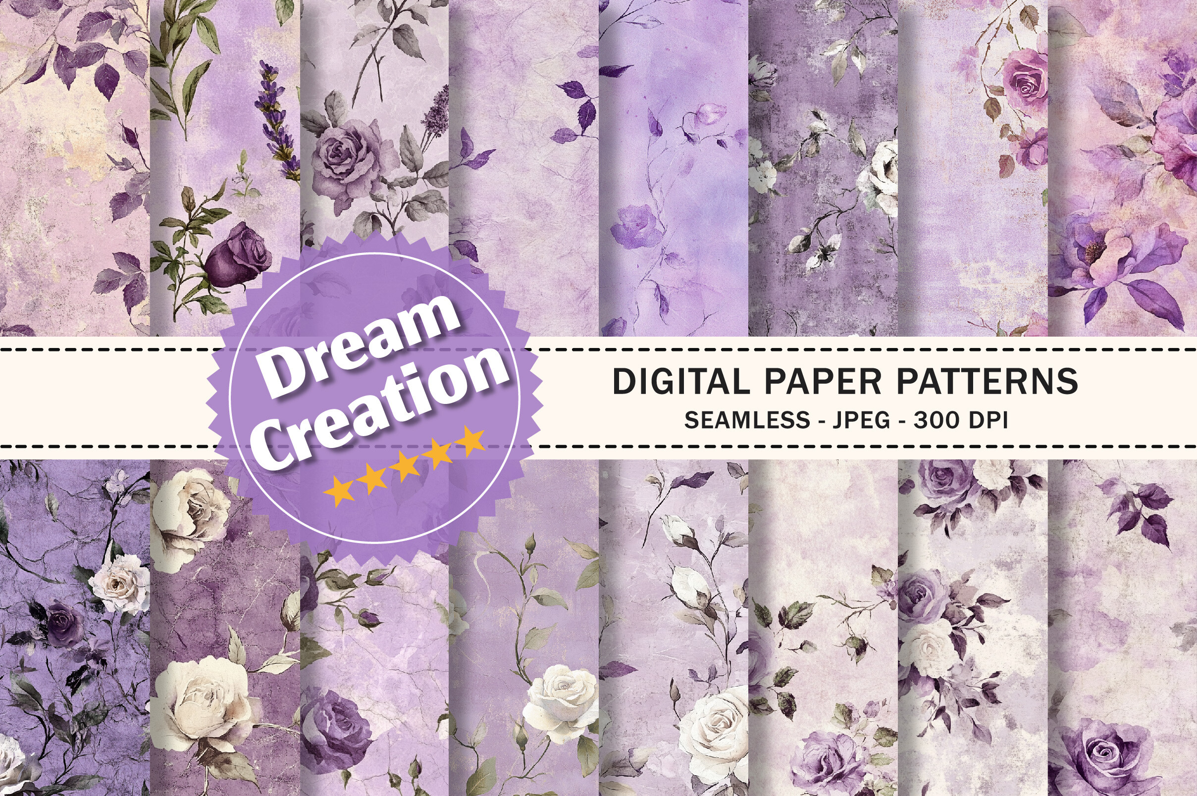 Purple Shabby Chic Digital Paper