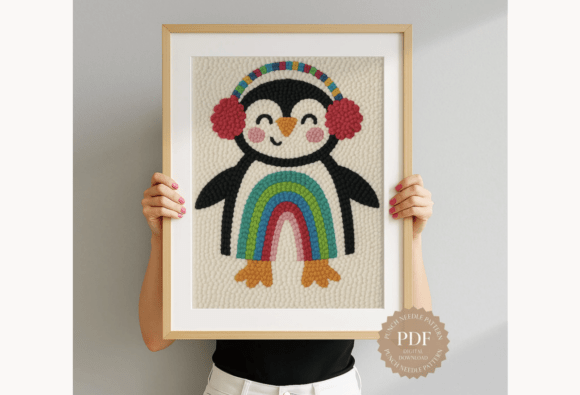Rainbow Penguin Punch Needle Pattern