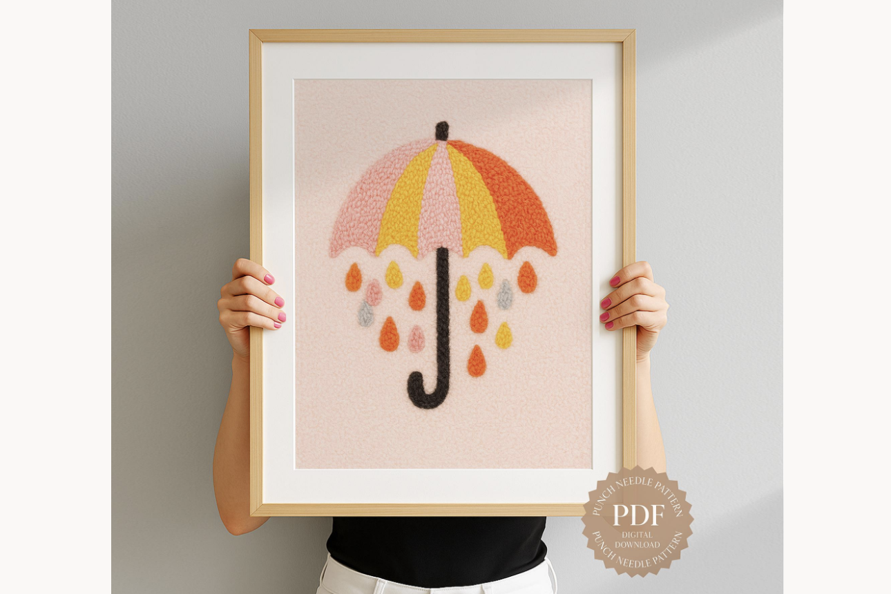 Rainbow Umbrella Punch Needle Pattern