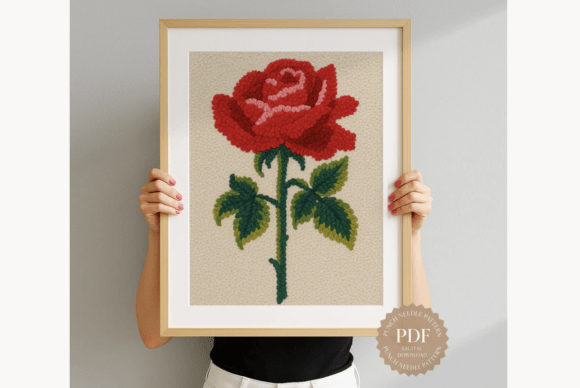 Red Rose Punch Needle Pattern