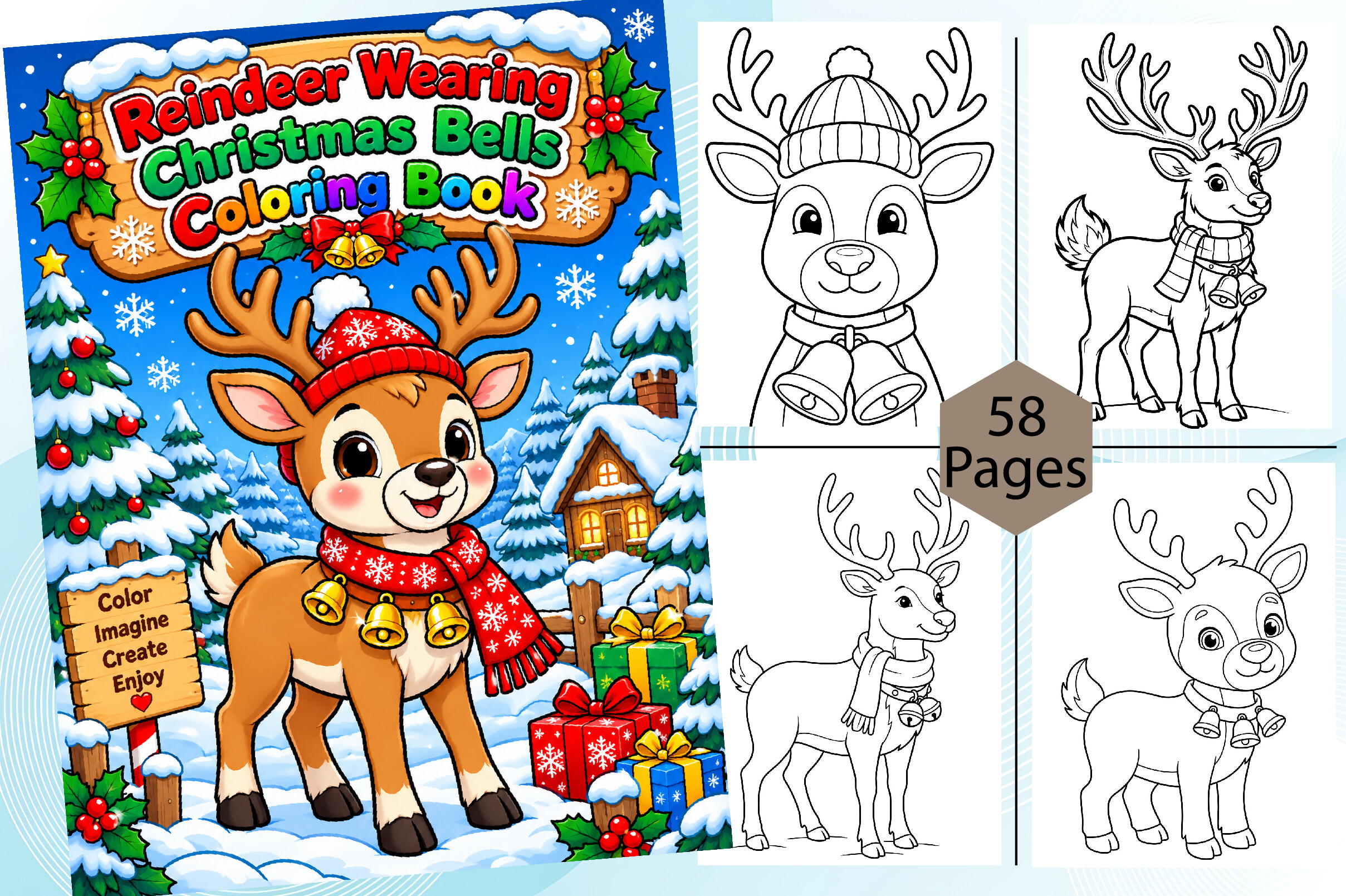 Reindeer Wearing Christmas Bells Book