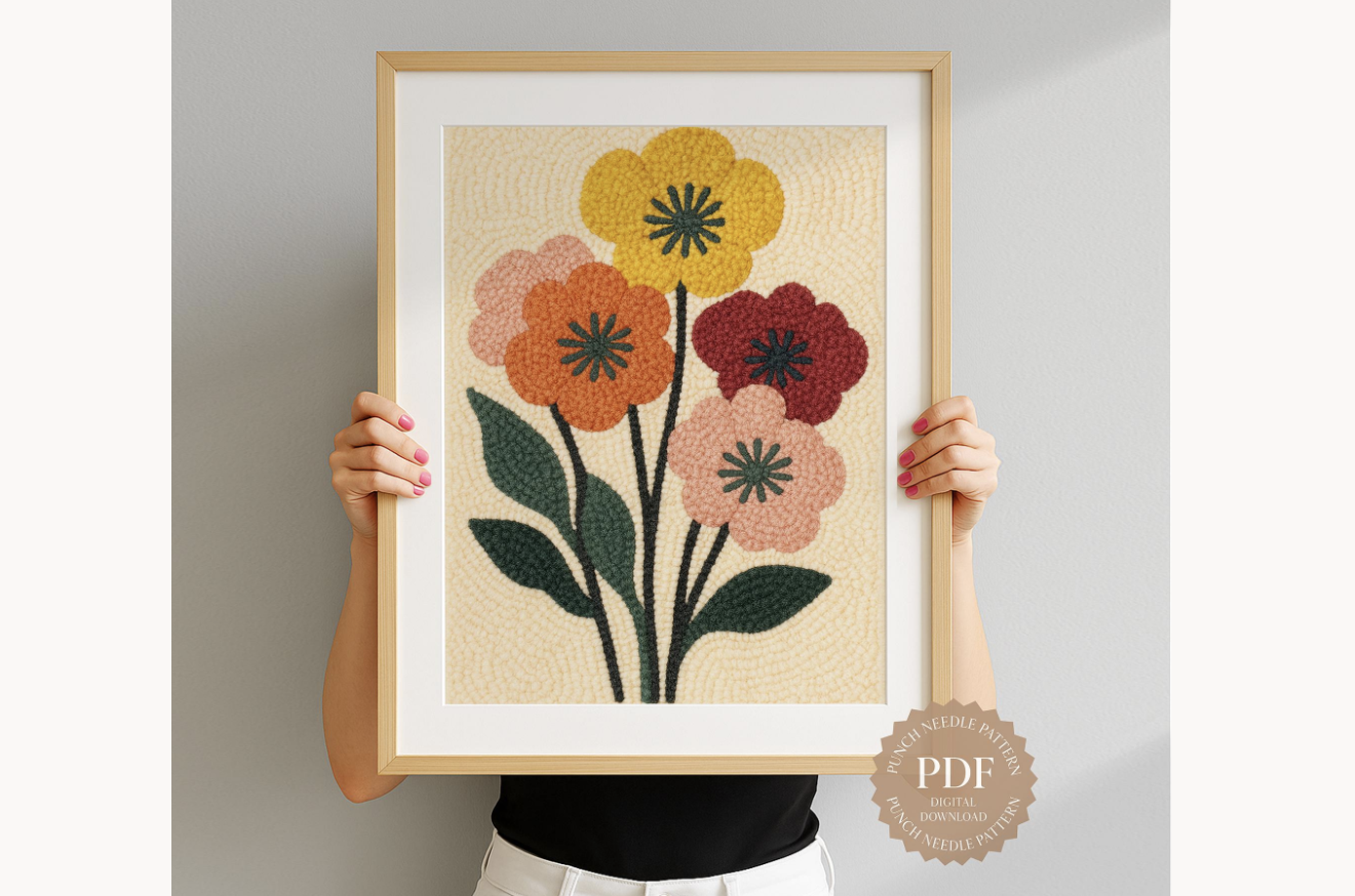 Retro Bouquet Punch Needle Pattern