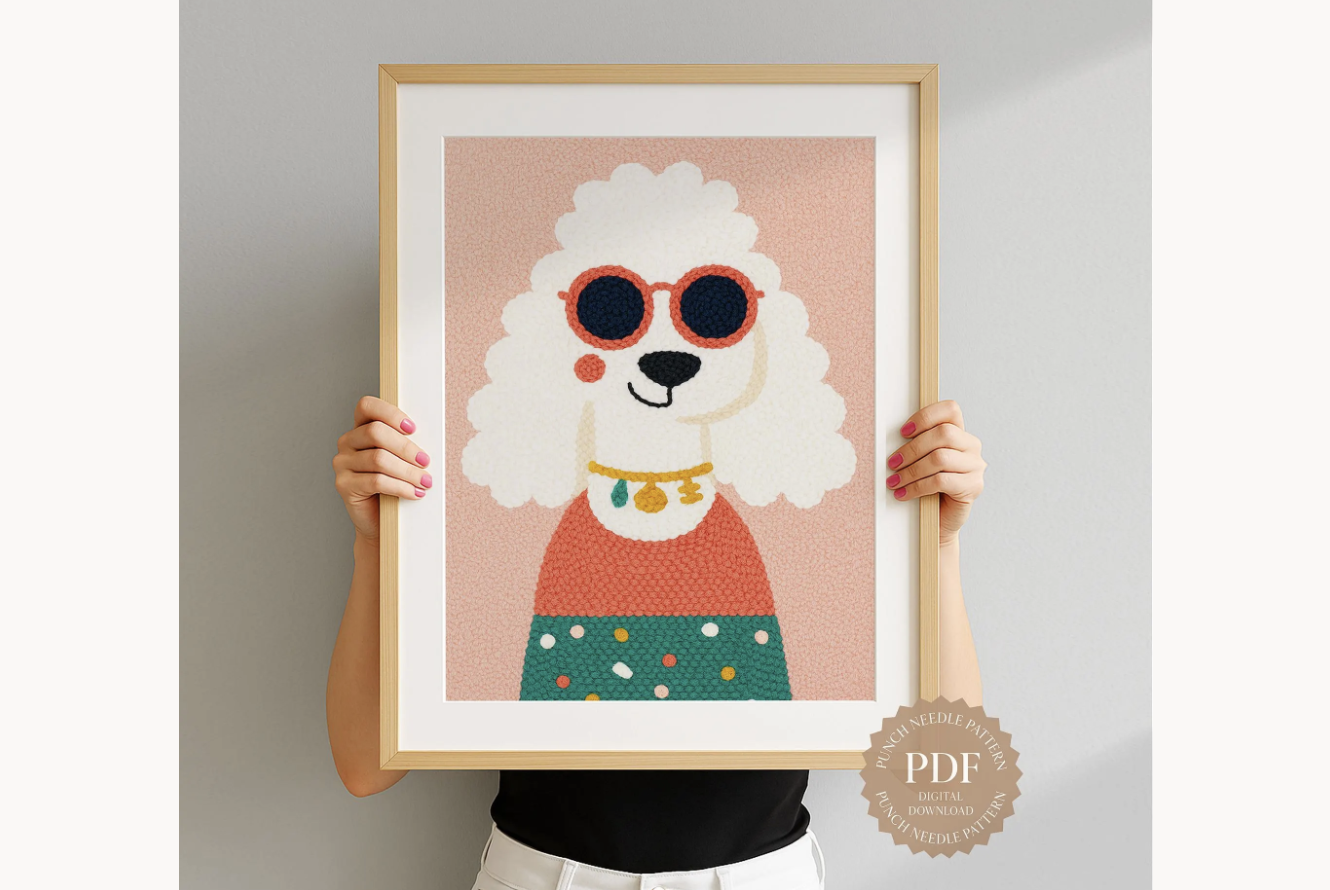 Retro Poodle Punch Needle Pattern