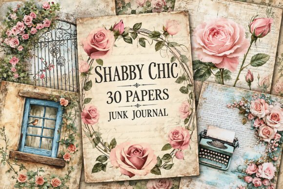 Rose Shabby Chic Junk Journal Papers