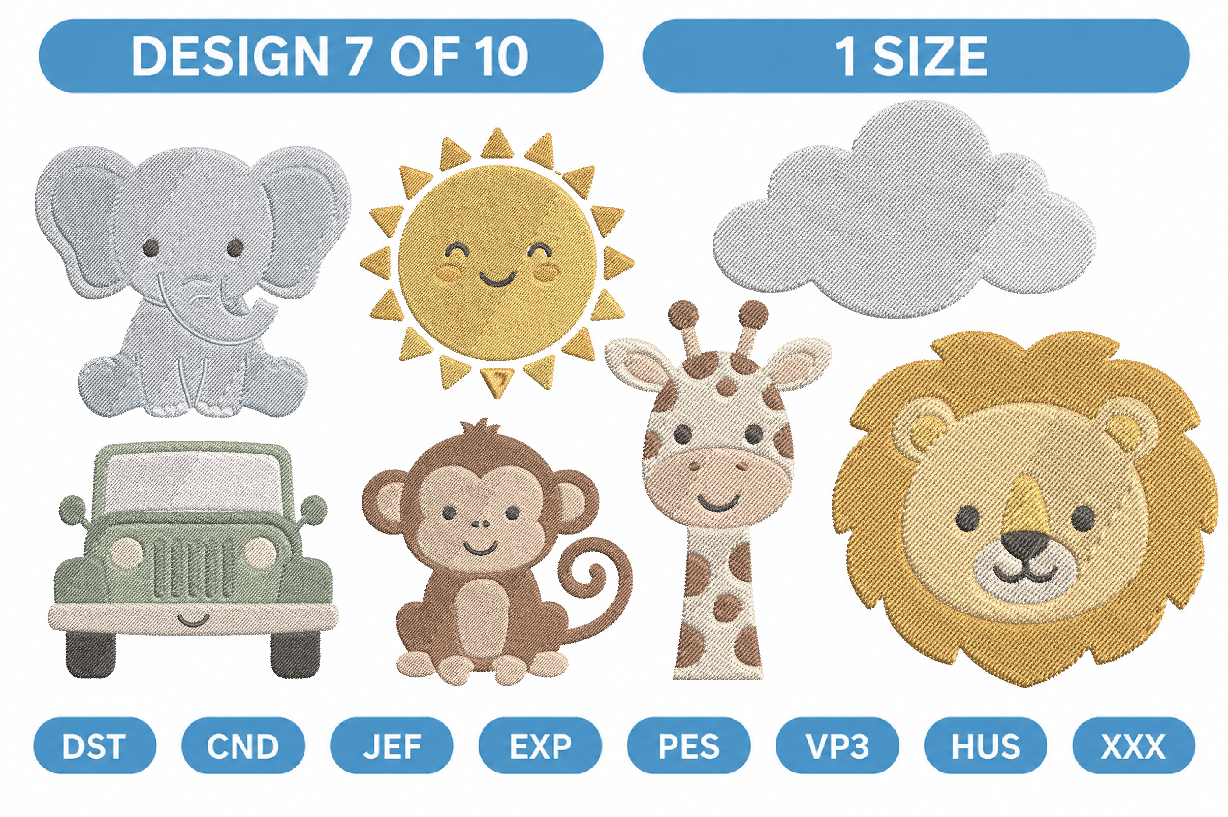 Safari Animals Machine Embroidery Bundle