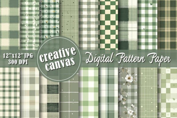Sage Green Plaid Seamless Patterns