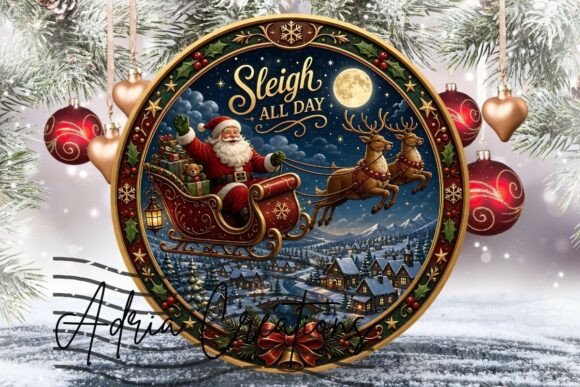 Santa Christmas Ornament, Door Sign Png