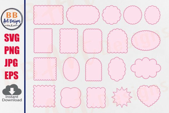 Scalloped Frame Scallop Wavy Label Shape