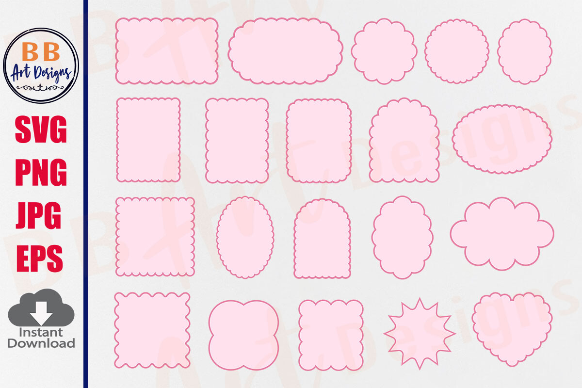 Scalloped Frame Scallop Wavy Label Shape