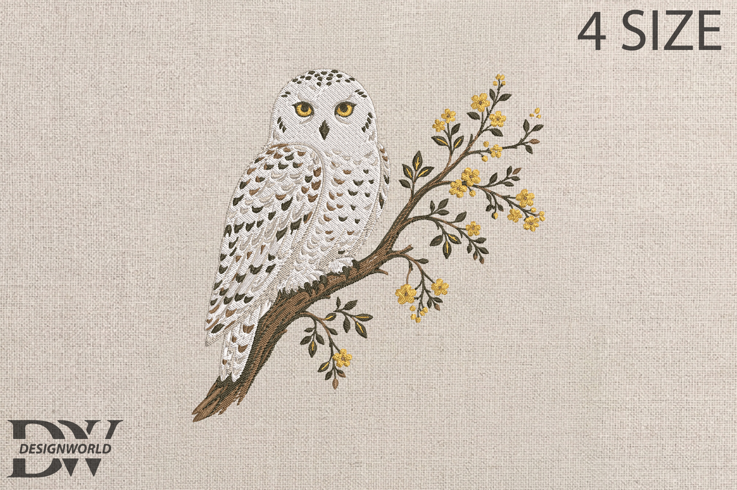 Snowy Owl Embroidery Design