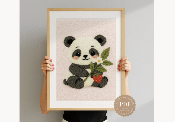 Strawberry Panda Punch Needle Pattern