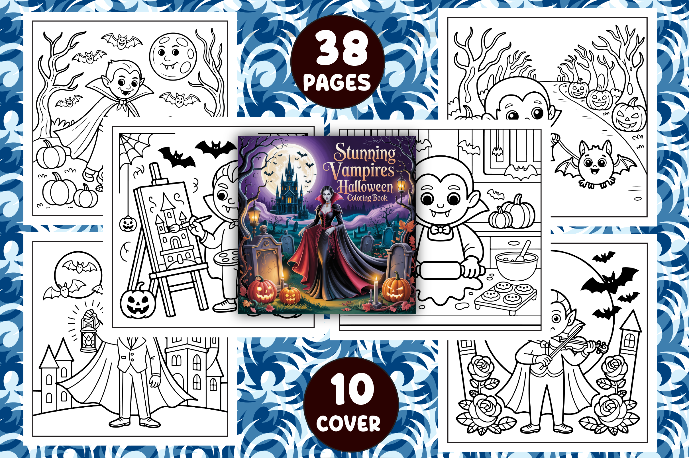 Stunning Vampires Halloween Coloring