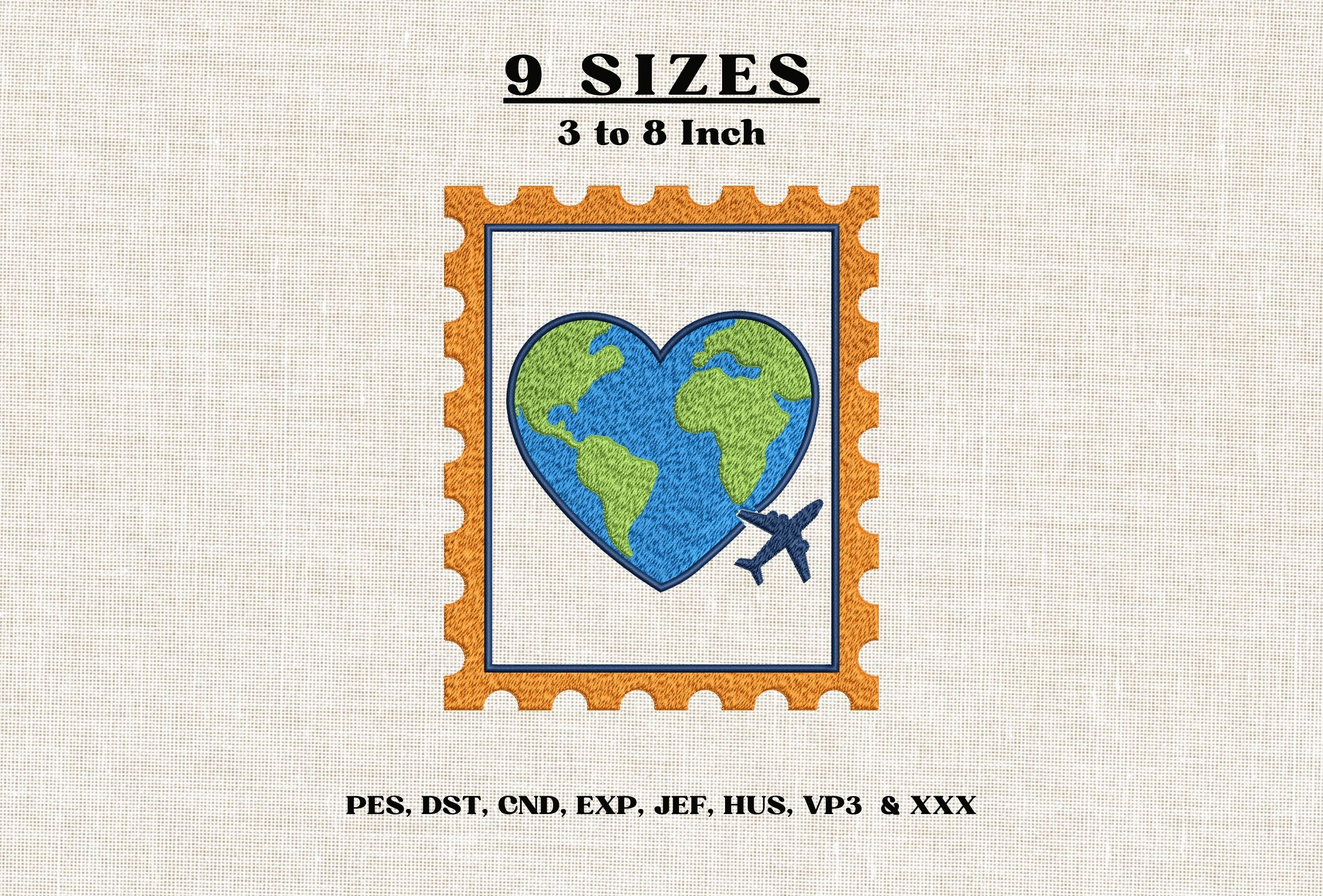 Travel Heart Globe Postage Stamp Airplan