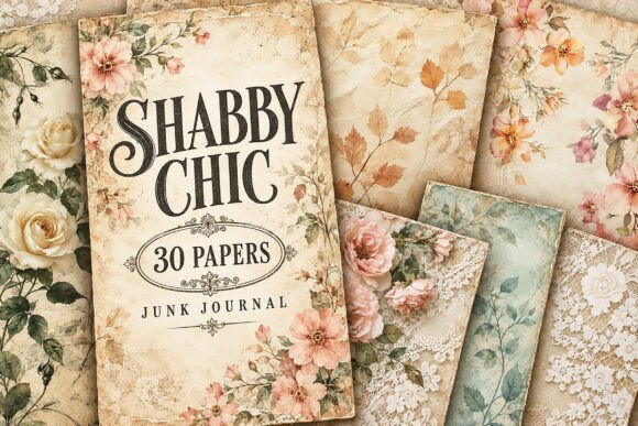 Vintage Rose and Lace Junk Journal Paper