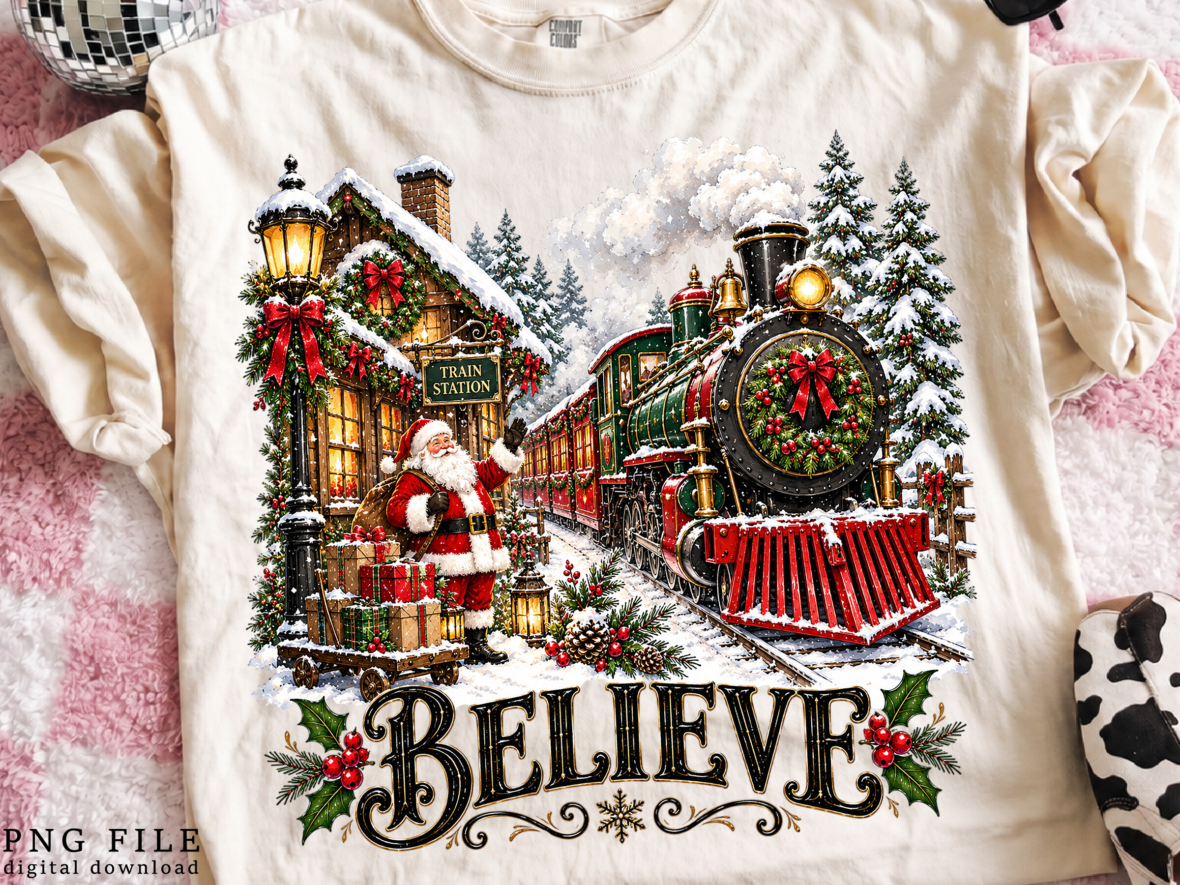 Vintage Santa Christmas PNG