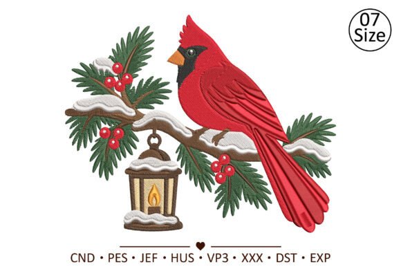 Winter Cardinal Lantern Branch