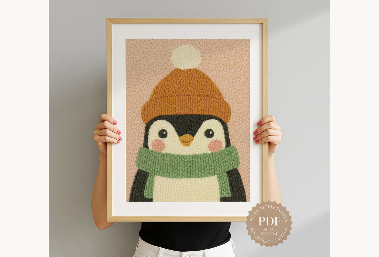 Winter Penguin Punch Needle Pattern