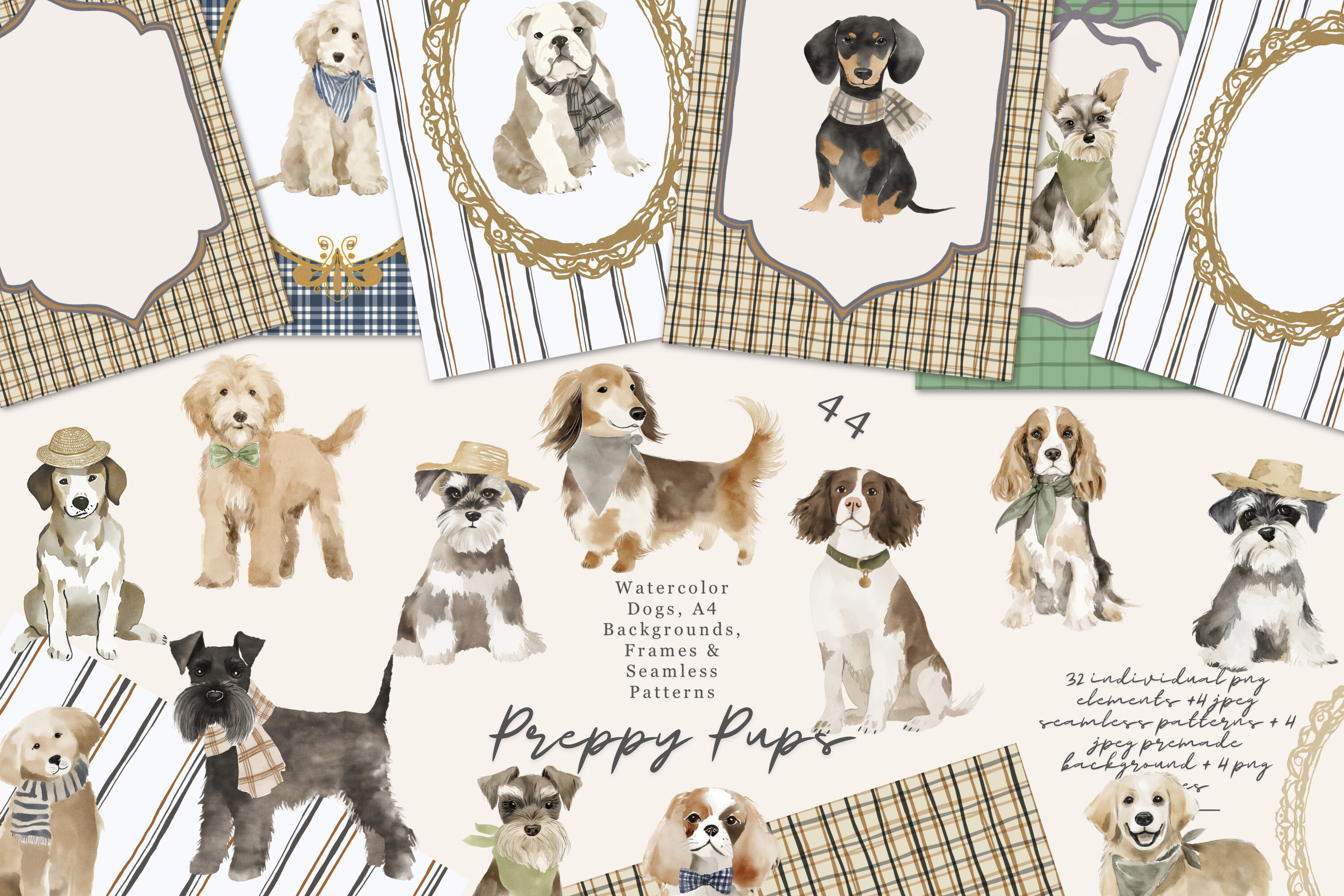 Watercolor Dog Clipart Collection