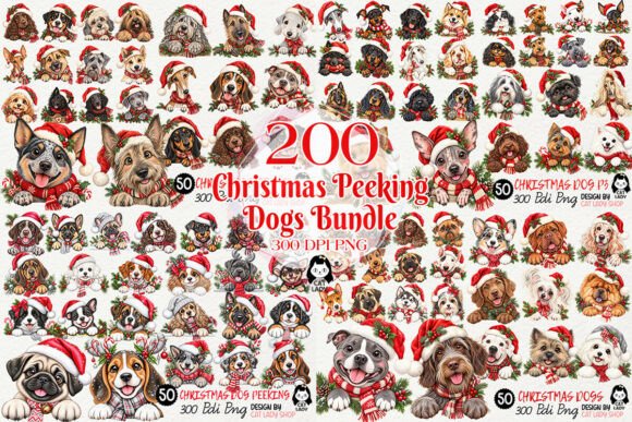 200 Breeds of Peeking Christmas Dogs