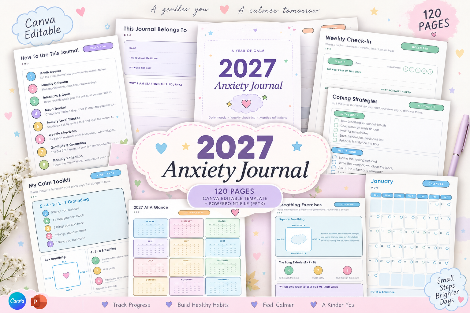 2027 Anxiety Journal –Canva & PowerPoint