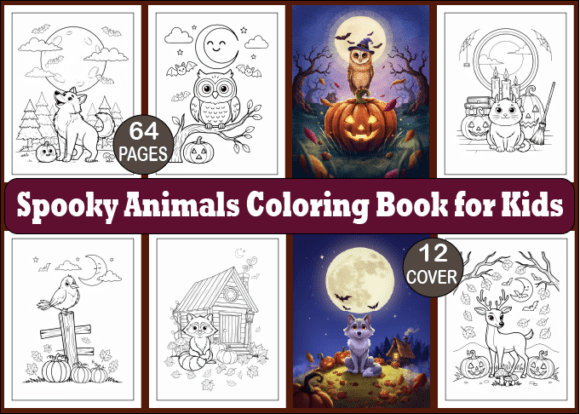 64 Spooky Animals Coloring Book for Kids