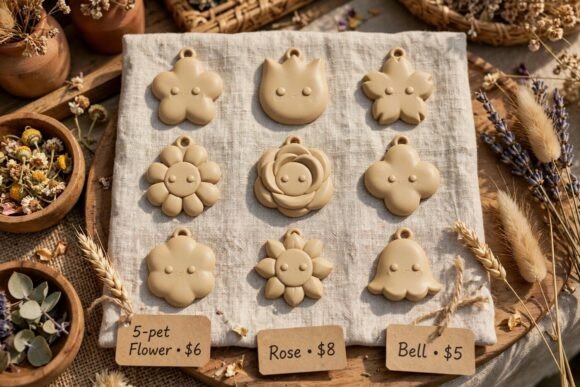 9 Cute Beige Floral Bag Charms STL Bundle - 3D Printable Aesthetic Charms - Image 5