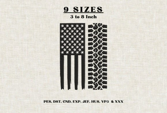 American Flag Tire Track off Road Machine