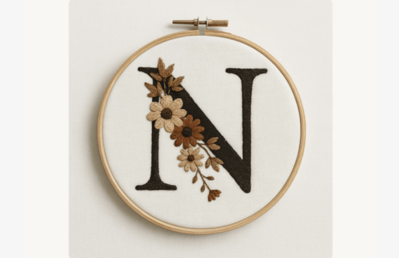 Autumn Daisy Letter Embroidery Pattern