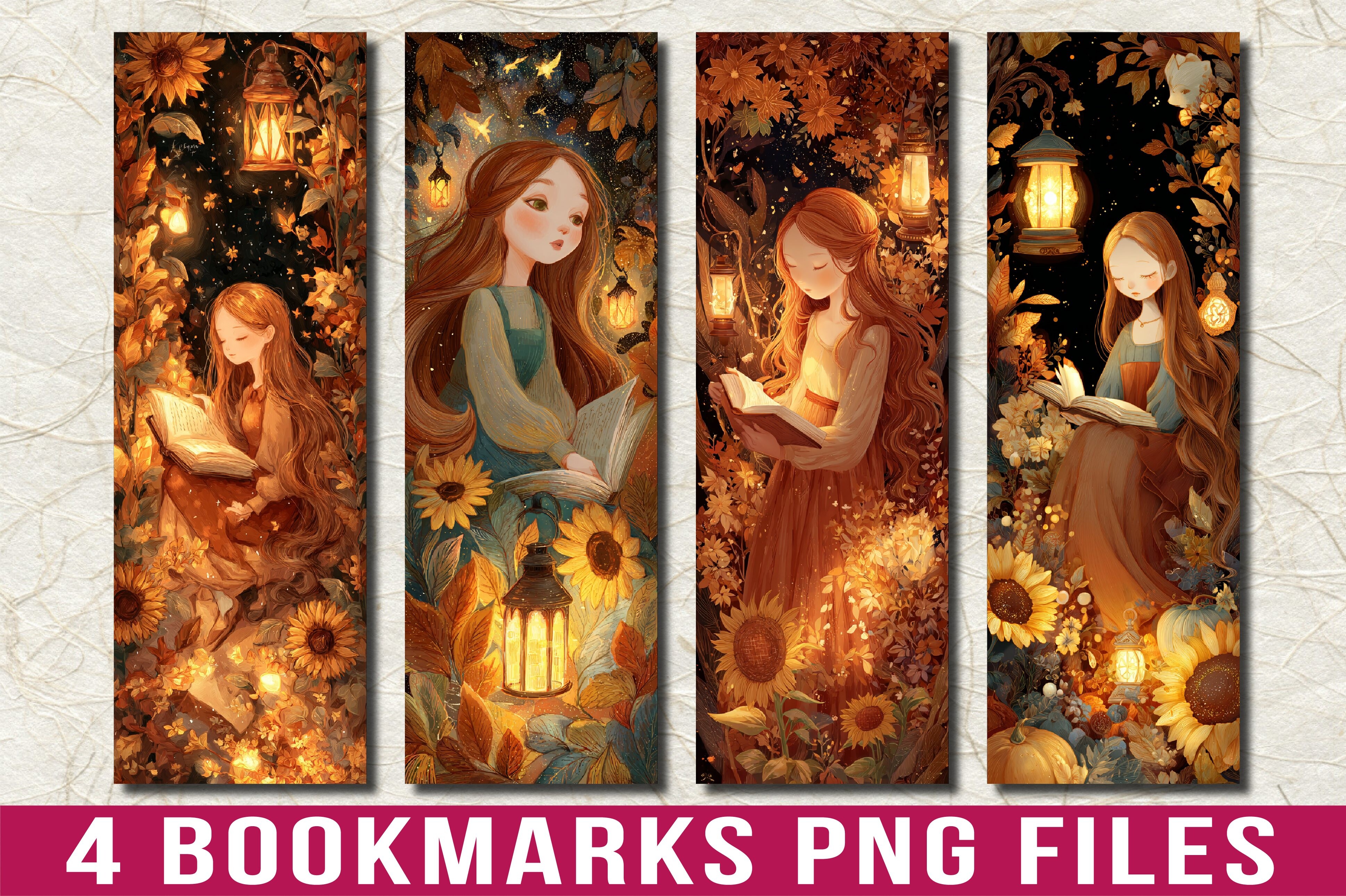 Autumn Reading Girl Sunflower Bookmark