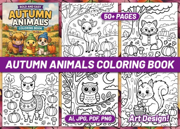 BOLD EASY AUTUMN ANIMALS COLORING BOOK