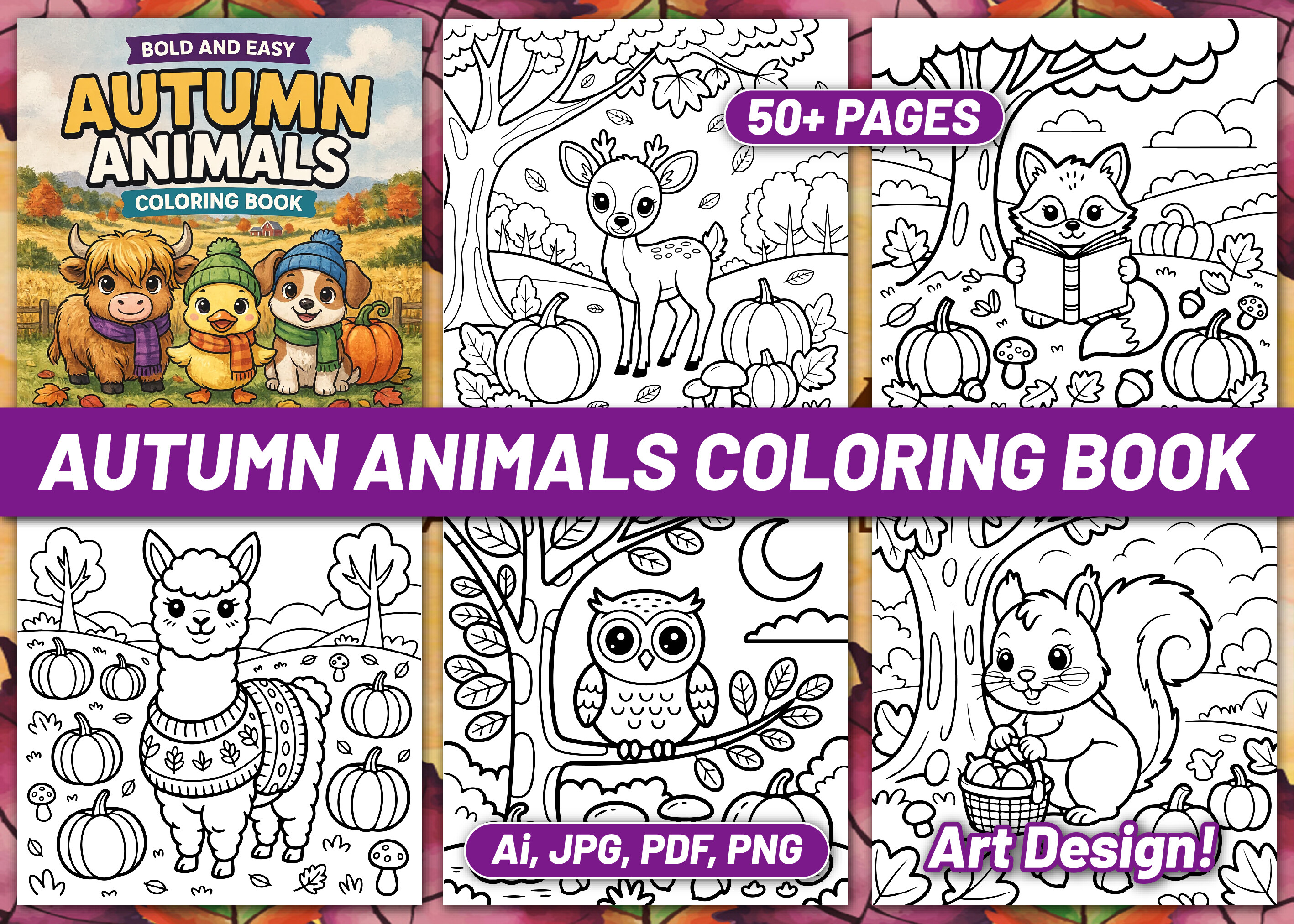 BOLD EASY AUTUMN ANIMALS COLORING BOOK
