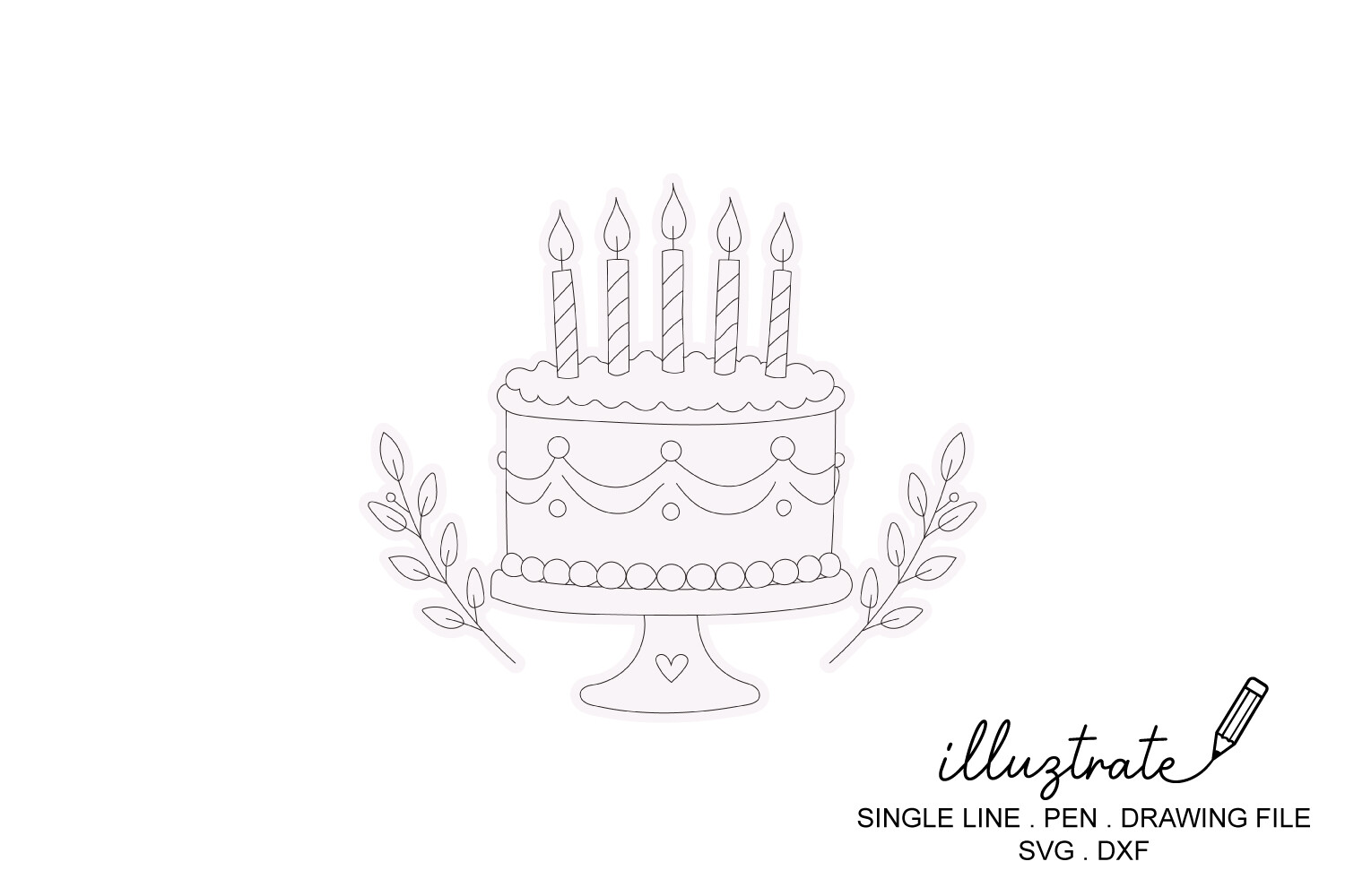 Birthday Cake with Candles Single Line