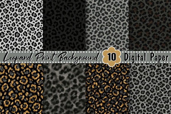 Black Gray Gold Leopard Print Background