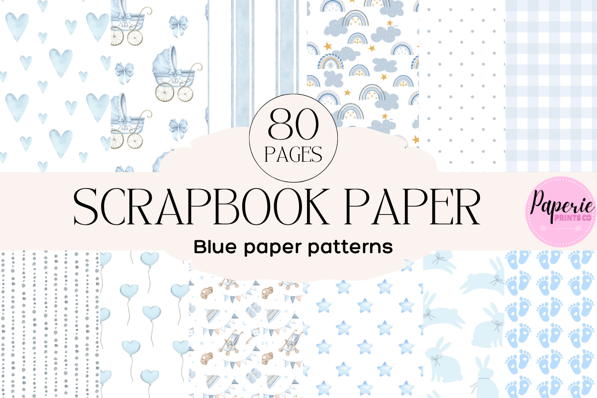 Blue Patterned Scrapbook Paper