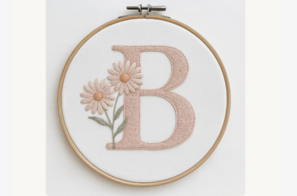 Blush Daisy Letter Embroidery Pattern