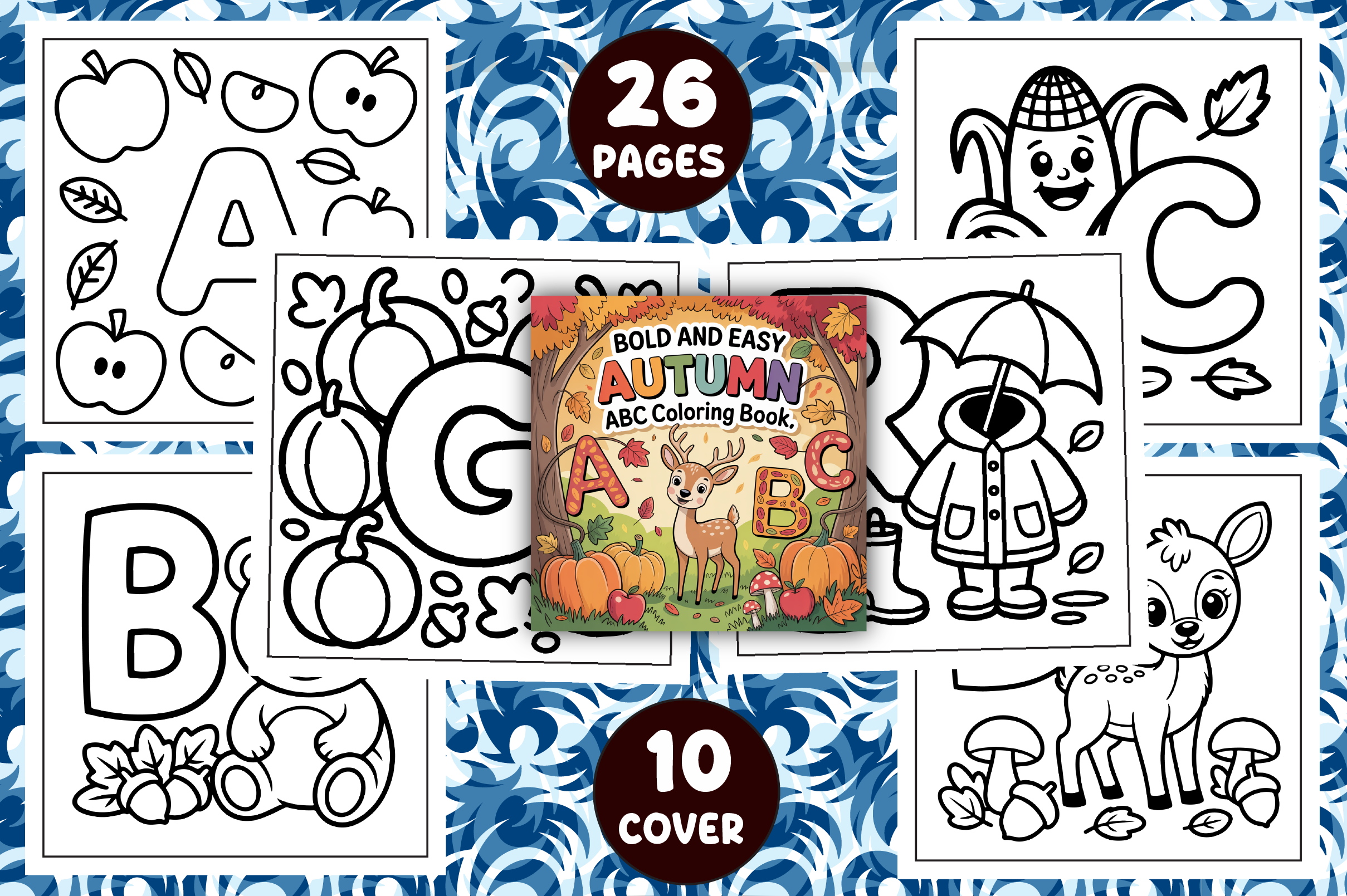 Bold and Easy Autumn ABC Coloring Pages
