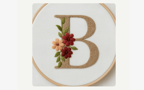 Burgundy Bloom Accent Embroidery Pattern