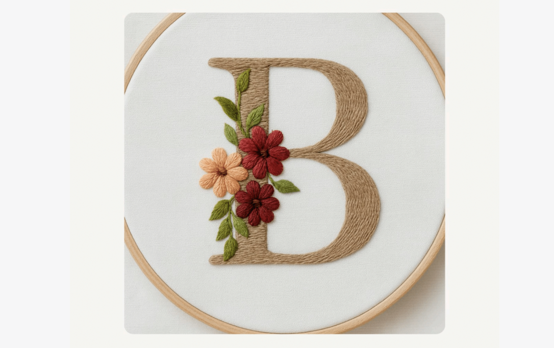 Burgundy Bloom Accent Embroidery Pattern
